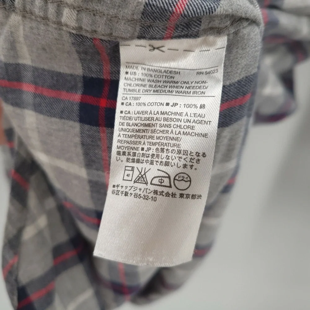 Banana Republic Shirt Mens XL Gray Plaid‎ Soft Wash Standard Fit Long Sleeve